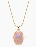 Pink shell locket necklace