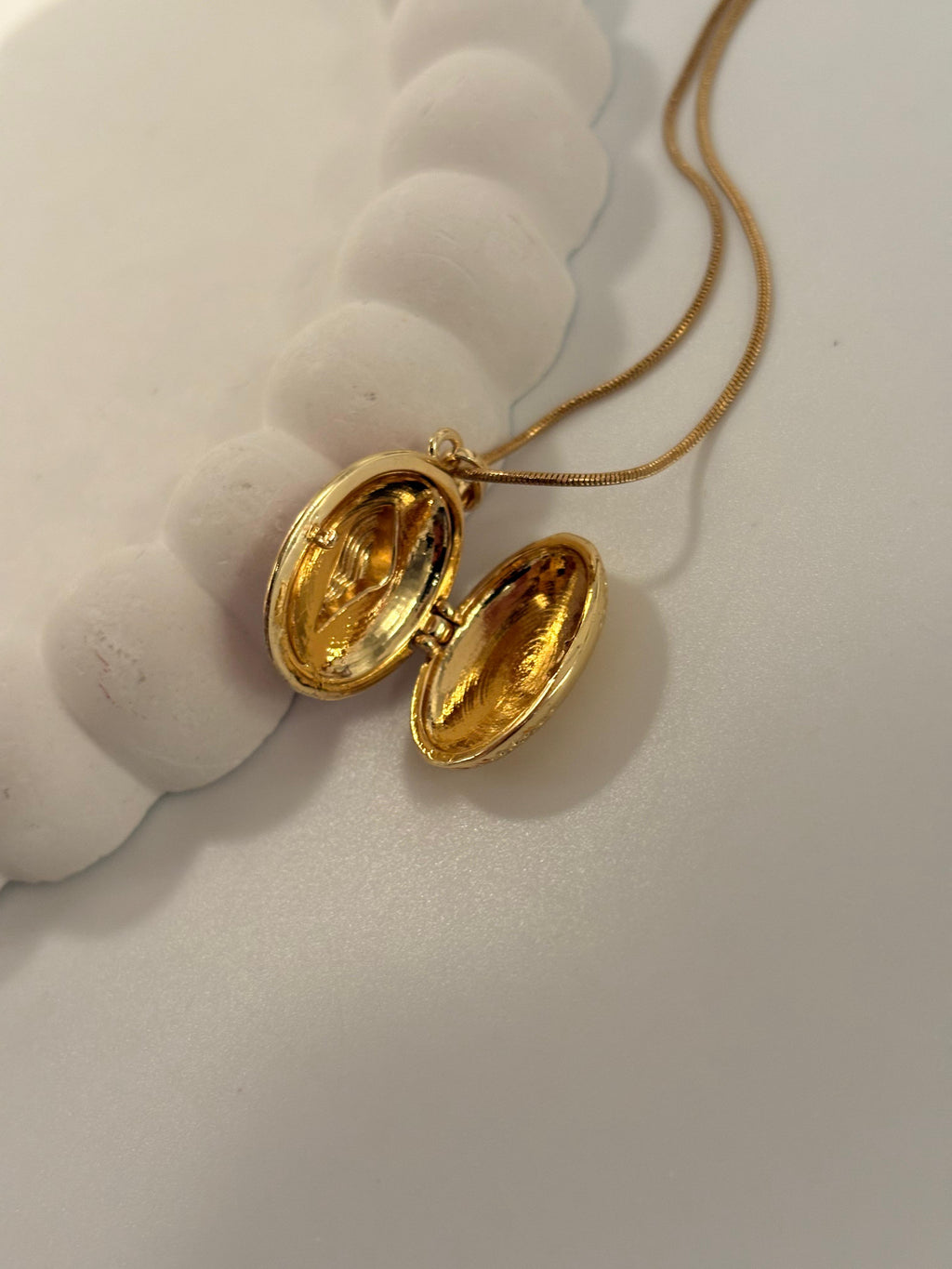 Pink shell locket necklace