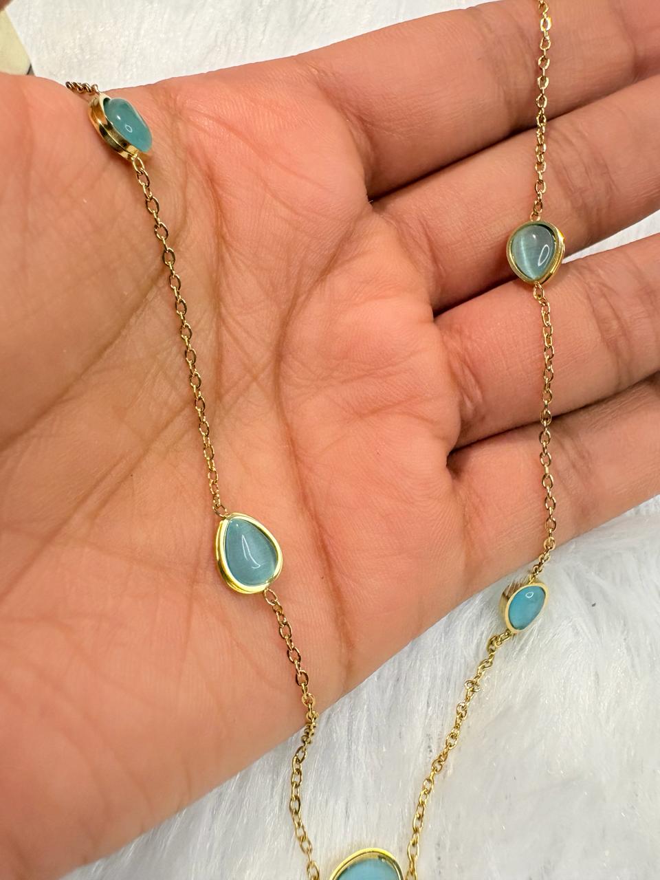 Aqua Teardrop Necklace