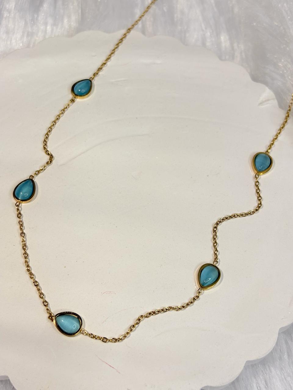 Aqua Teardrop Necklace