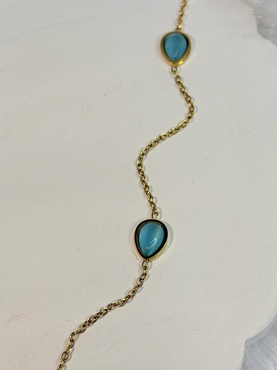 Aqua Teardrop Necklace
