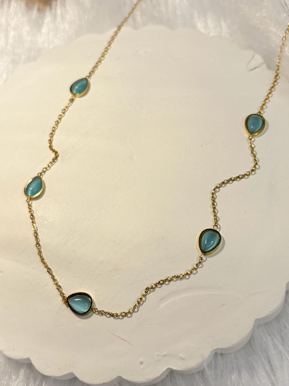 Aqua Teardrop Necklace