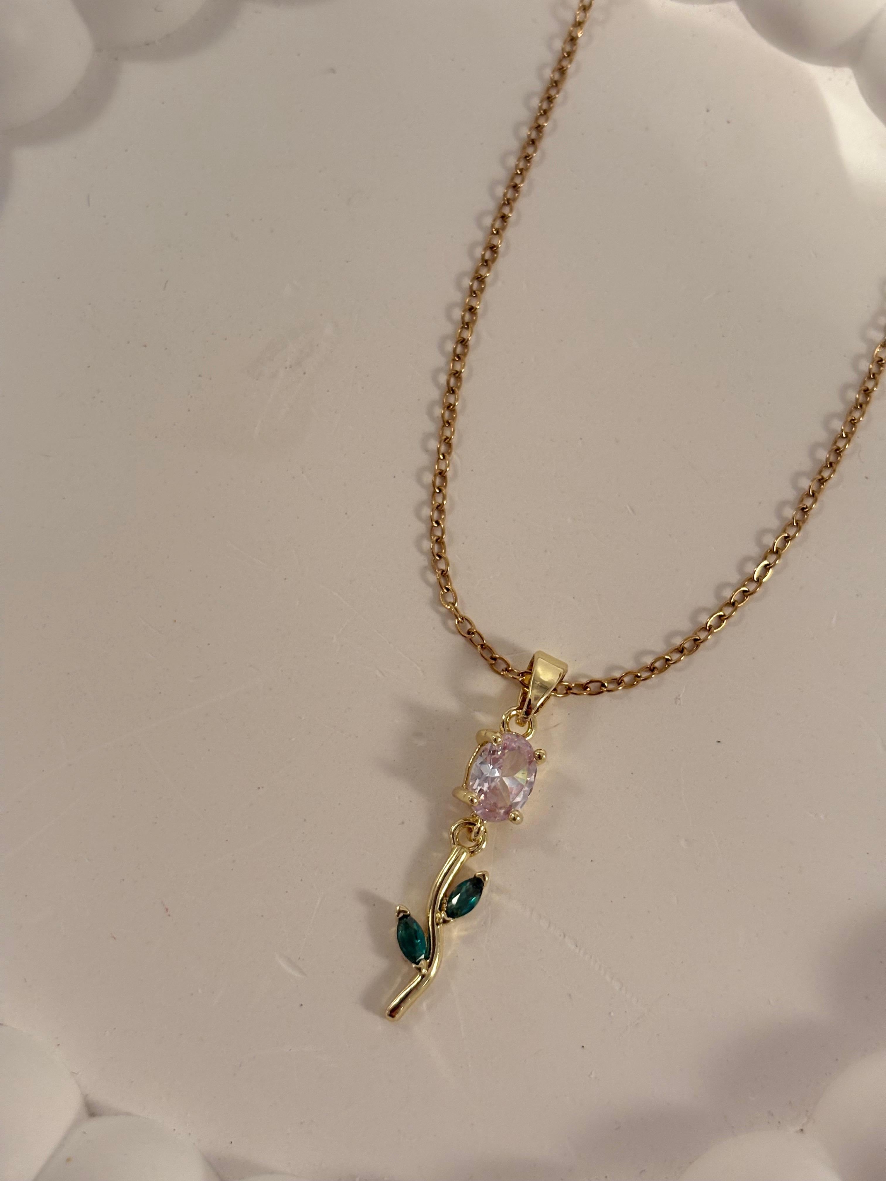 Clear Petal Necklace