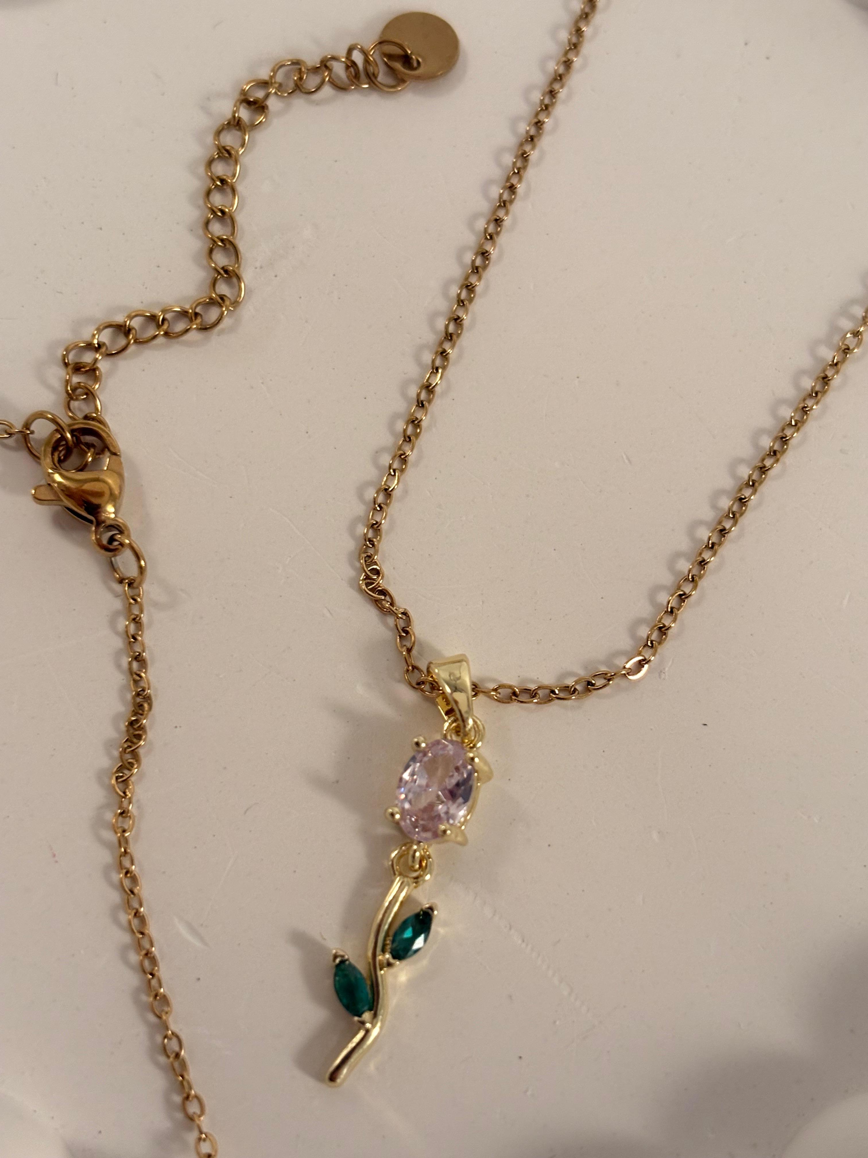 Clear Petal Necklace