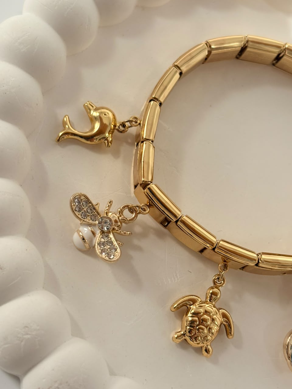 Multi-Charm Stainless Steel Expandable Bracelet