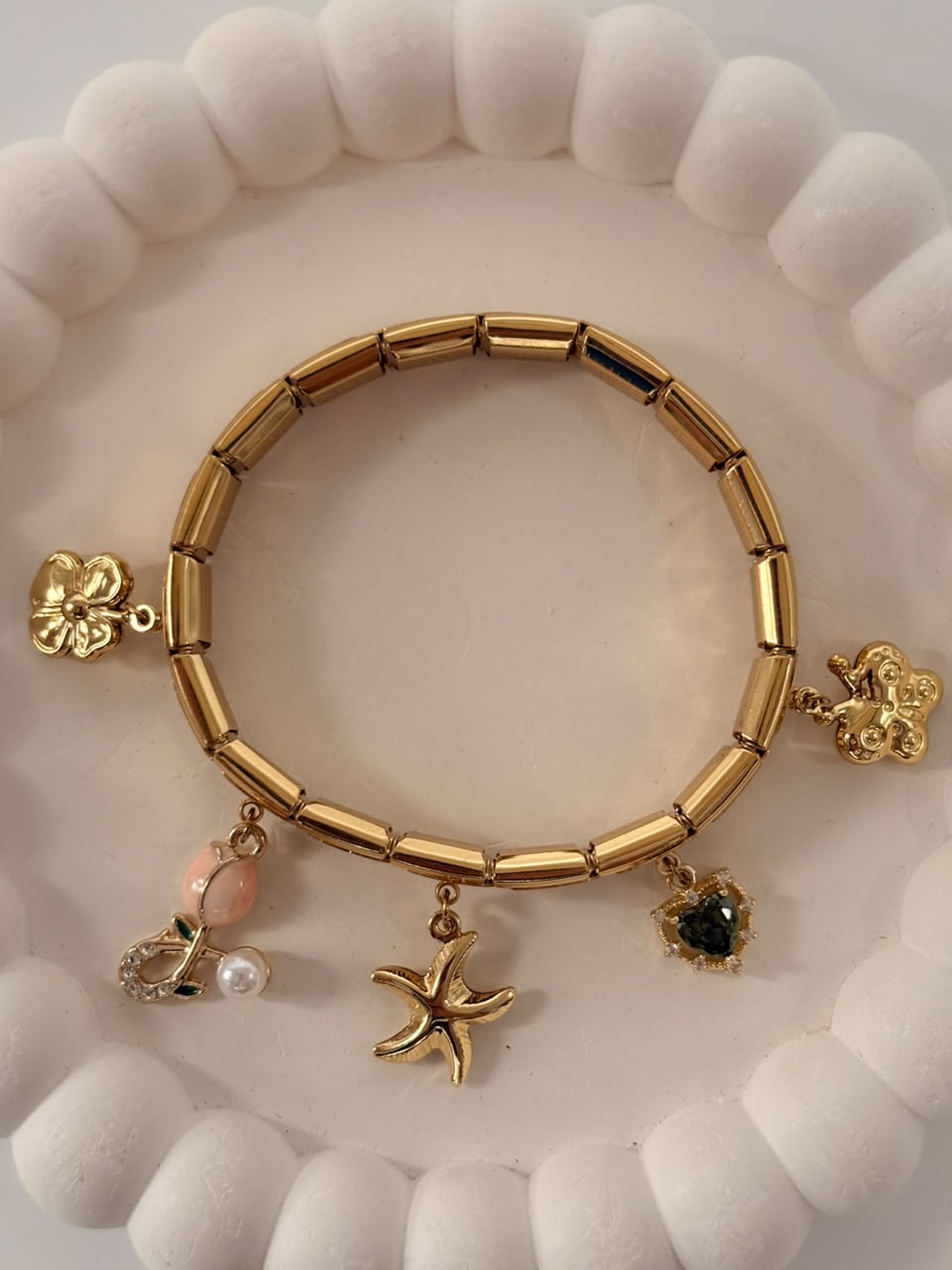 Multi-Charm Stainless Steel Expandable Bracelet