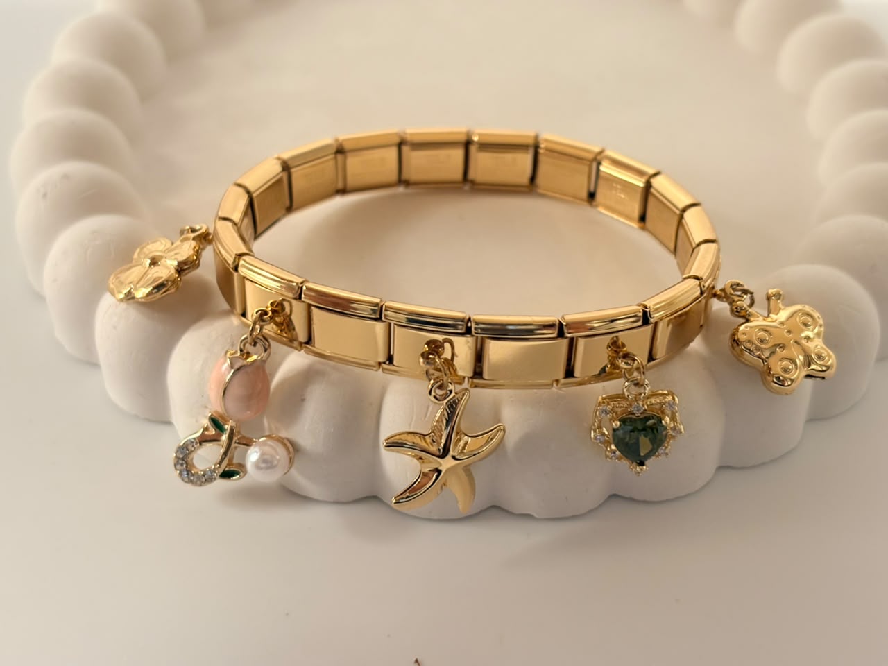Multi-Charm Stainless Steel Expandable Bracelet