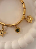 Multi-Charm Stainless Steel Expandable Bracelet