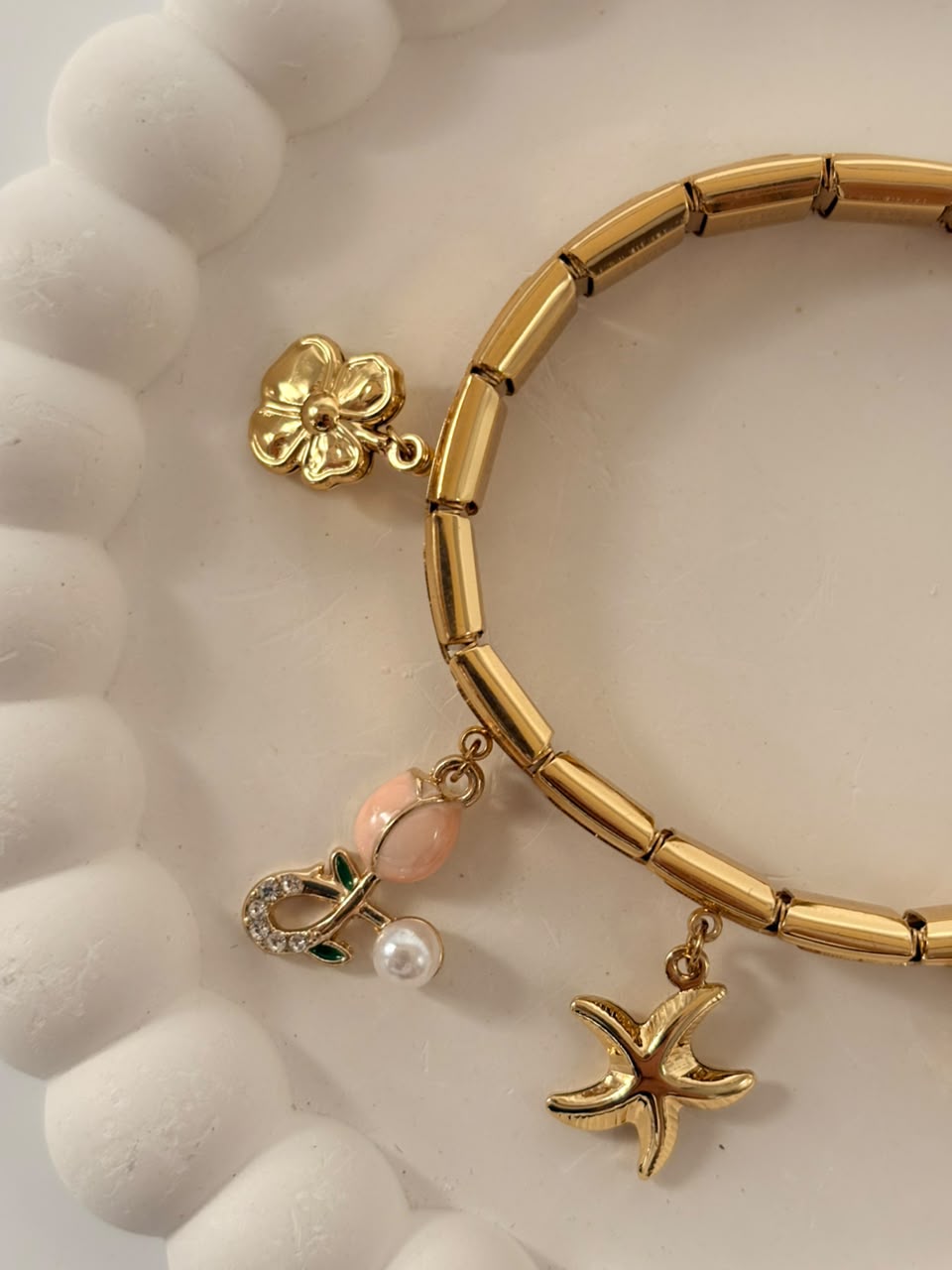 Multi-Charm Stainless Steel Expandable Bracelet