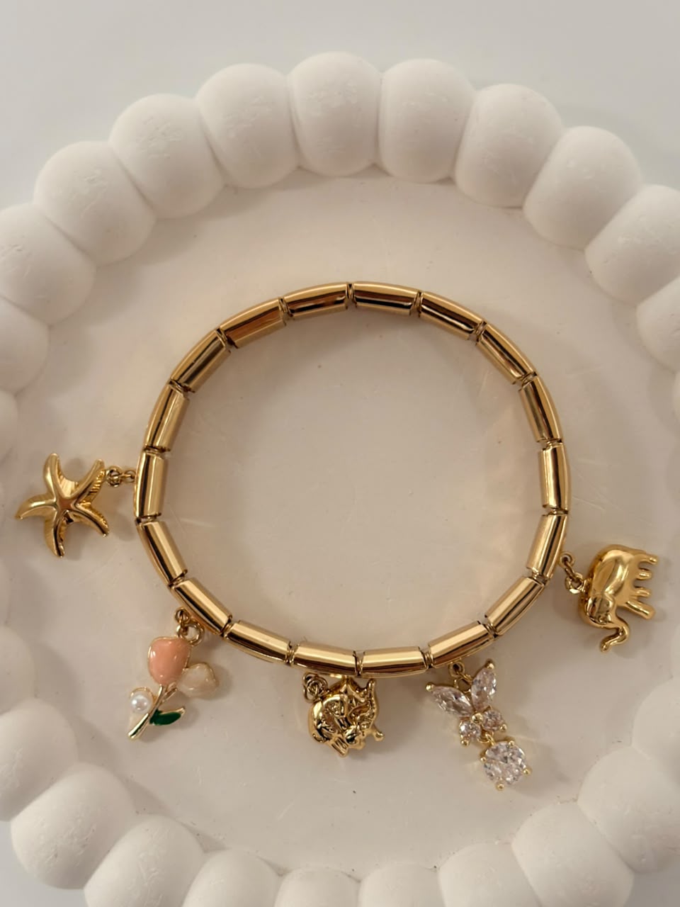 Multi-Charm Stainless Steel Expandable Bracelet