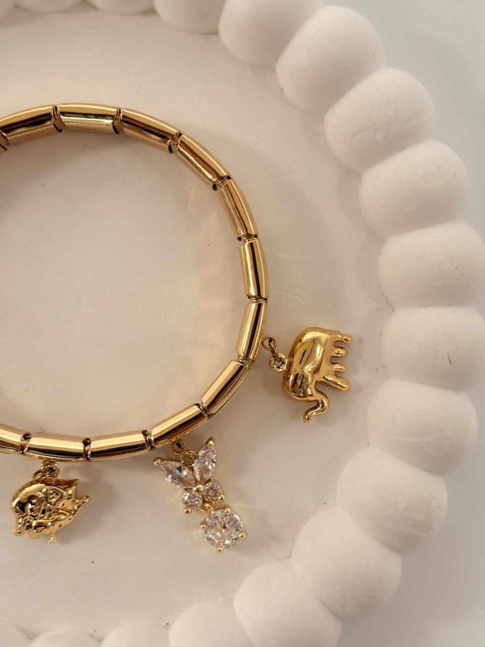 Multi-Charm Stainless Steel Expandable Bracelet
