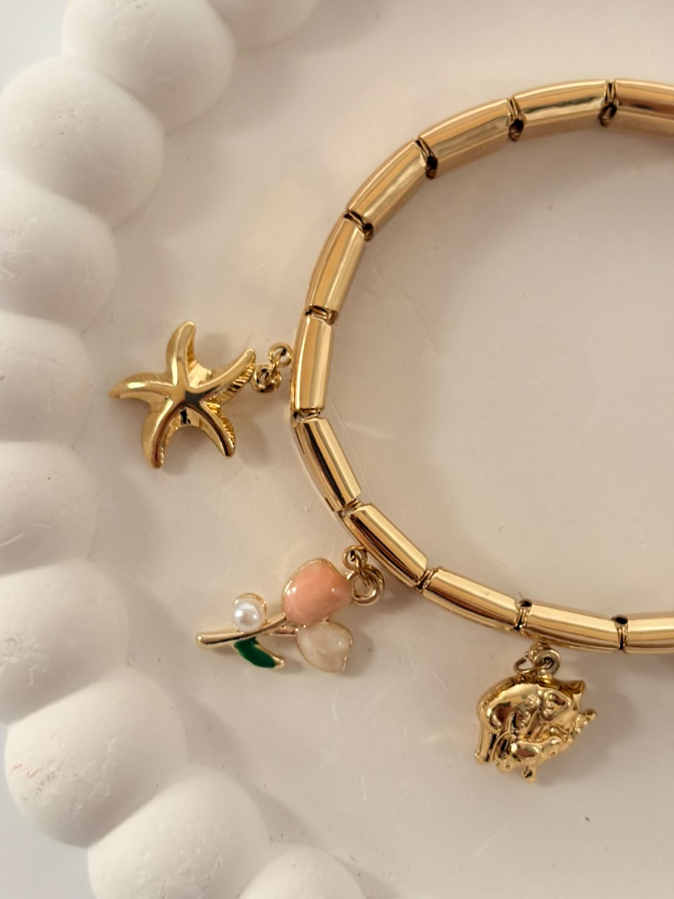 Multi-Charm Stainless Steel Expandable Bracelet