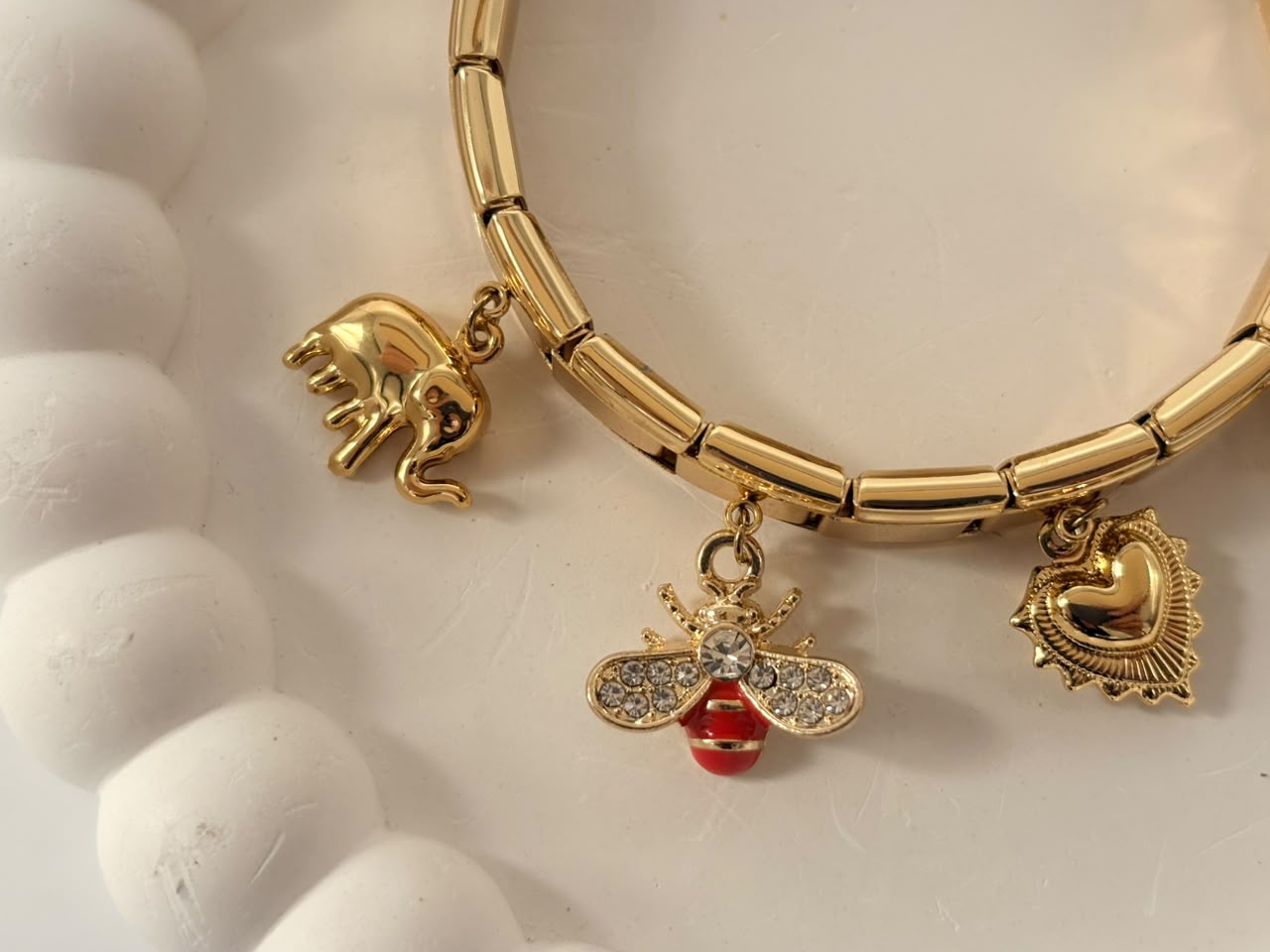 Multi-Charm Stainless Steel Expandable Bracelet