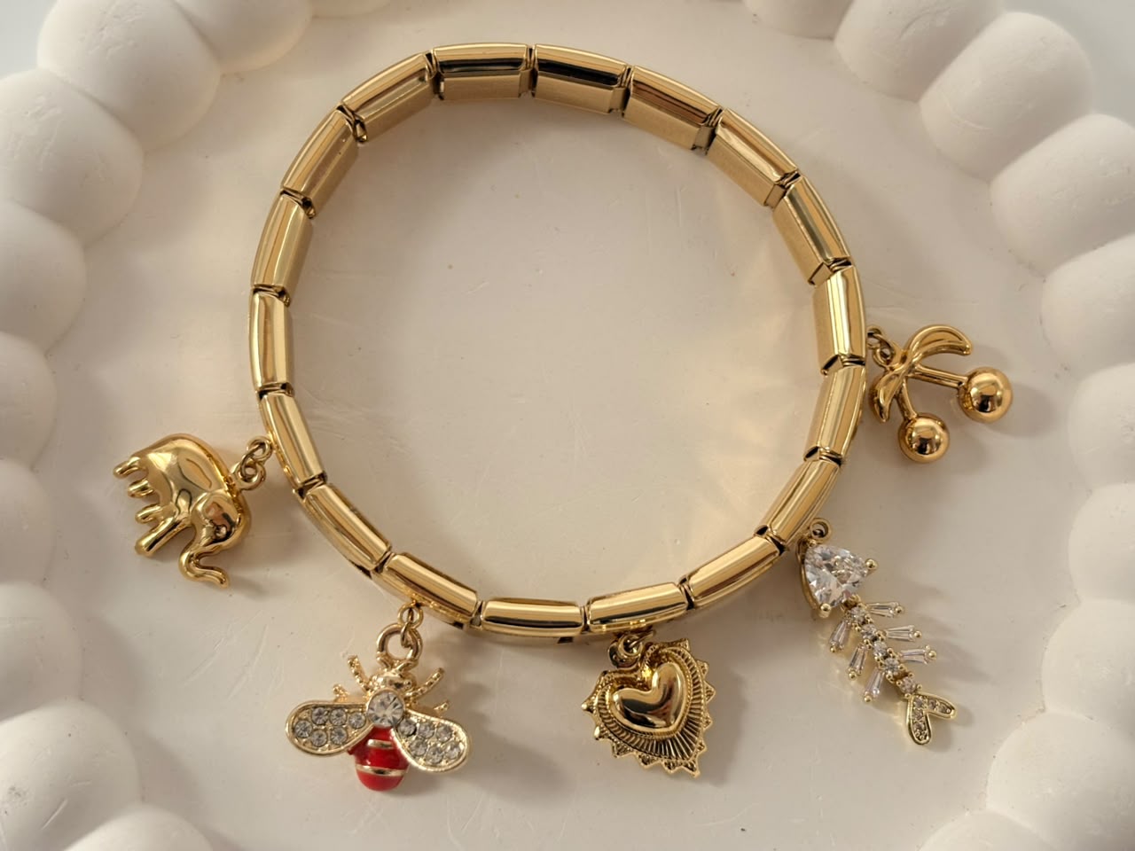 Multi-Charm Stainless Steel Expandable Bracelet