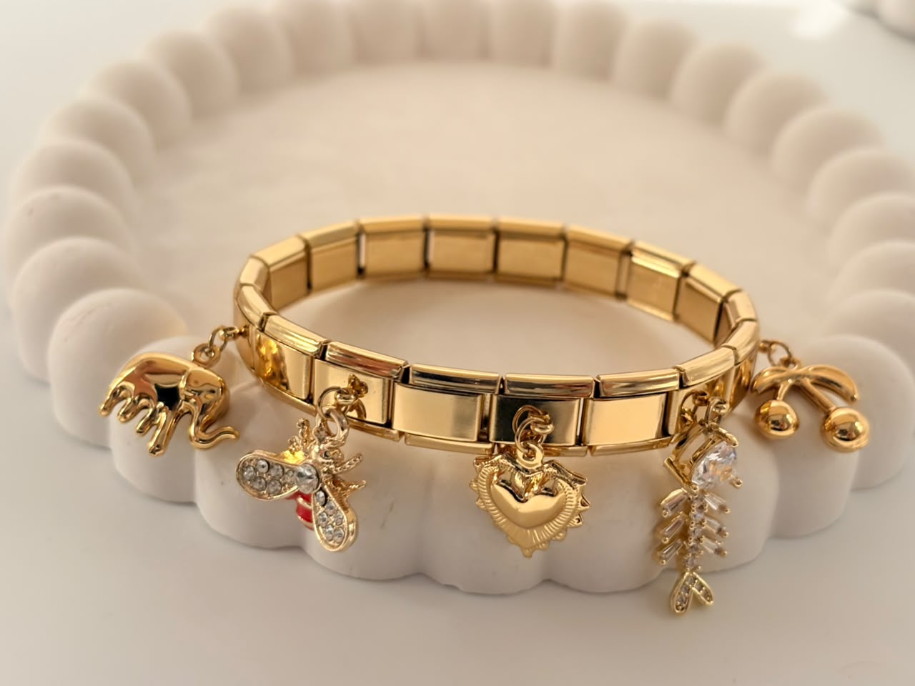 Multi-Charm Stainless Steel Expandable Bracelet
