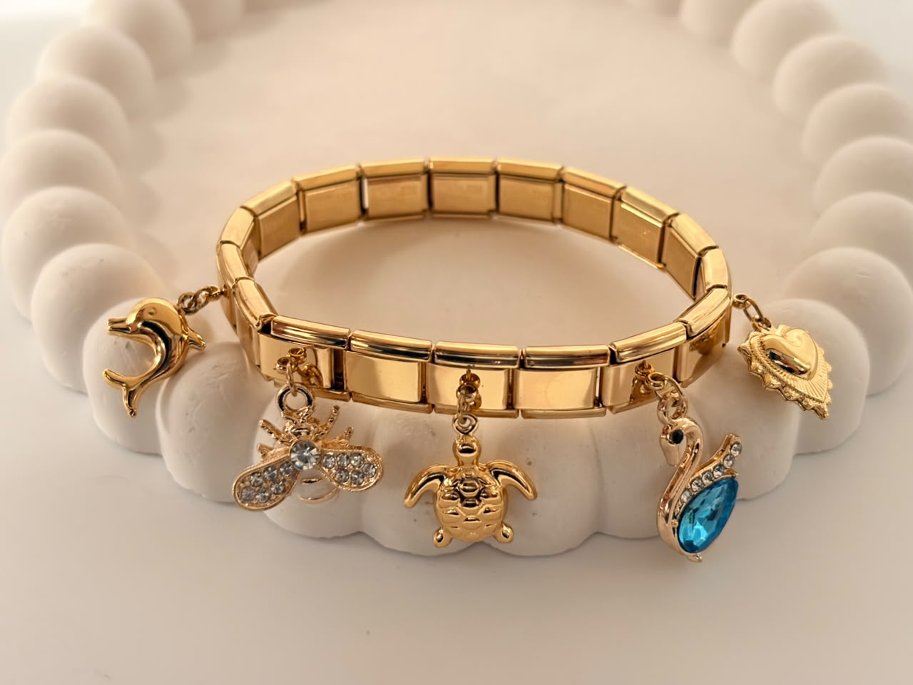 Multi-Charm Stainless Steel Expandable Bracelet