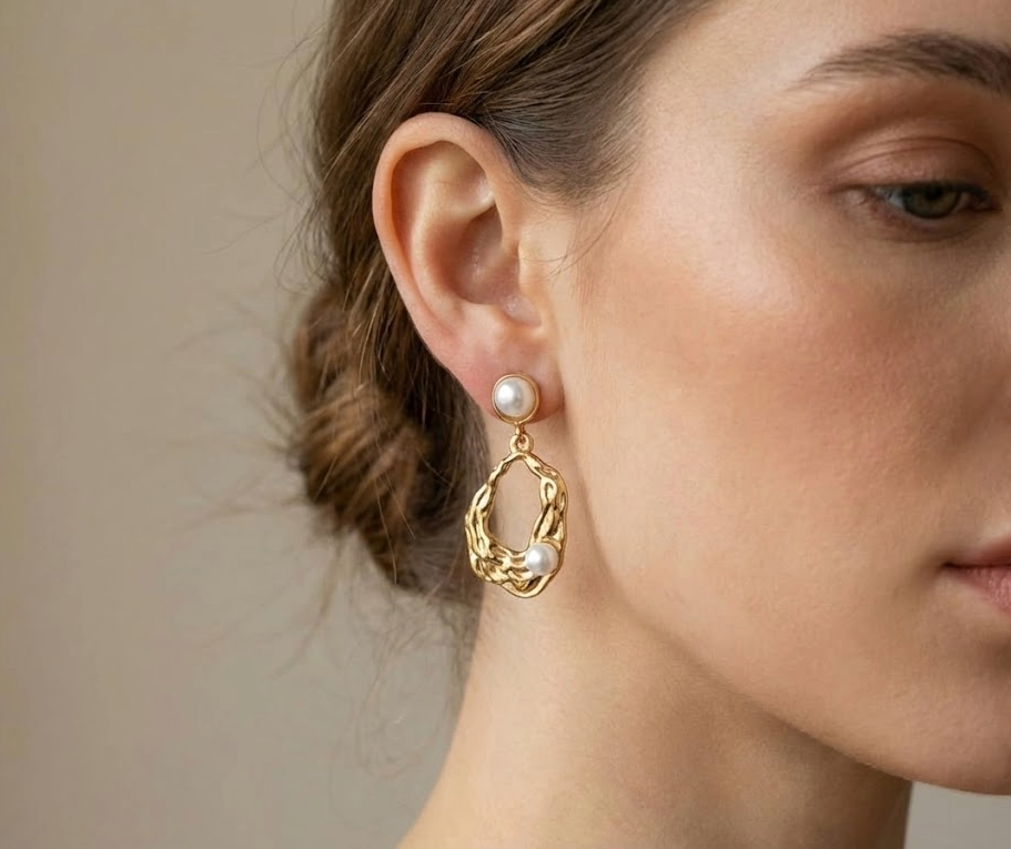 Aurora Pearl Textured Drop Earrings