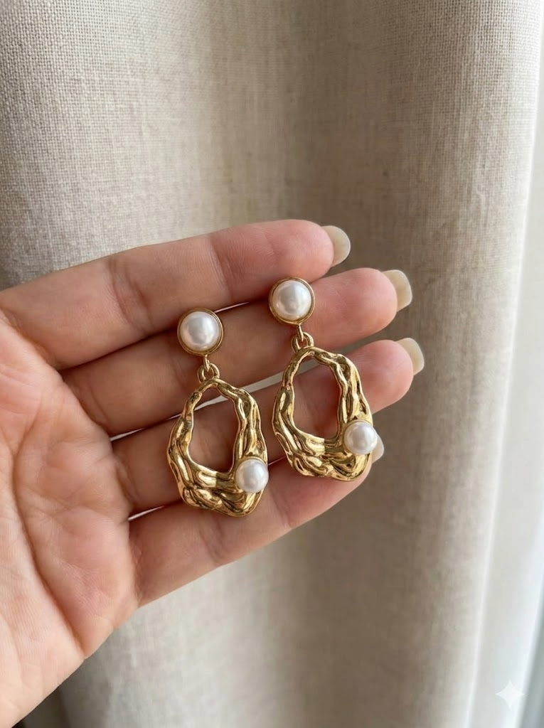 Aurora Pearl Textured Drop Earrings