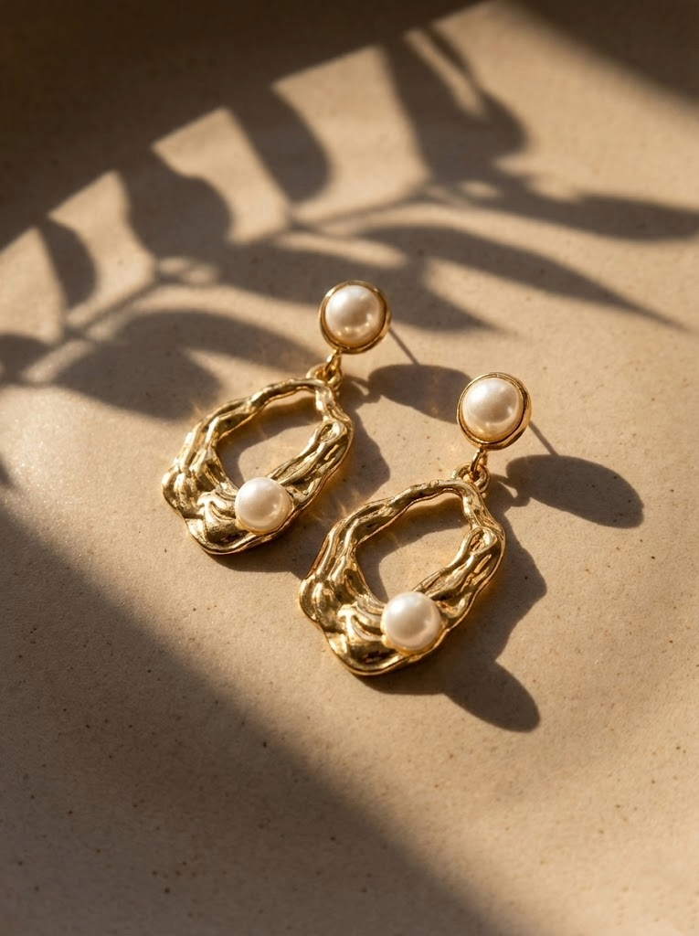 Aurora Pearl Textured Drop Earrings