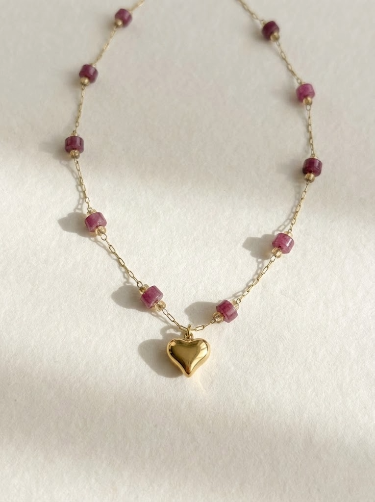 Roselle Heart Beaded Necklace