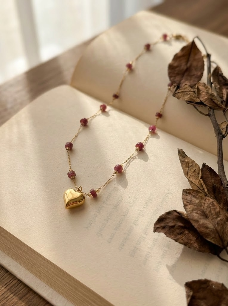Roselle Heart Beaded Necklace