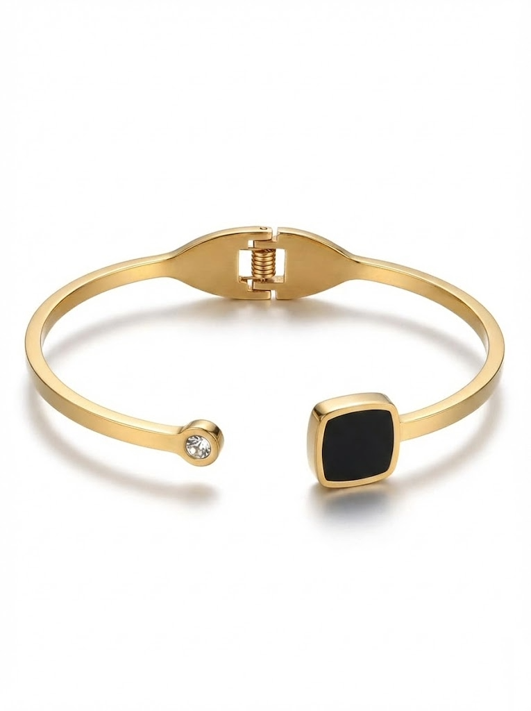 Noir Luxe Minimal Cuff Bracelet