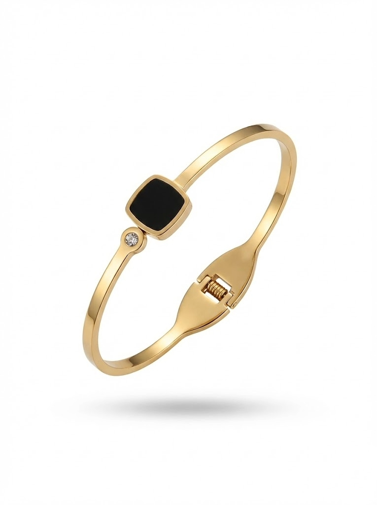 Noir Luxe Minimal Cuff Bracelet