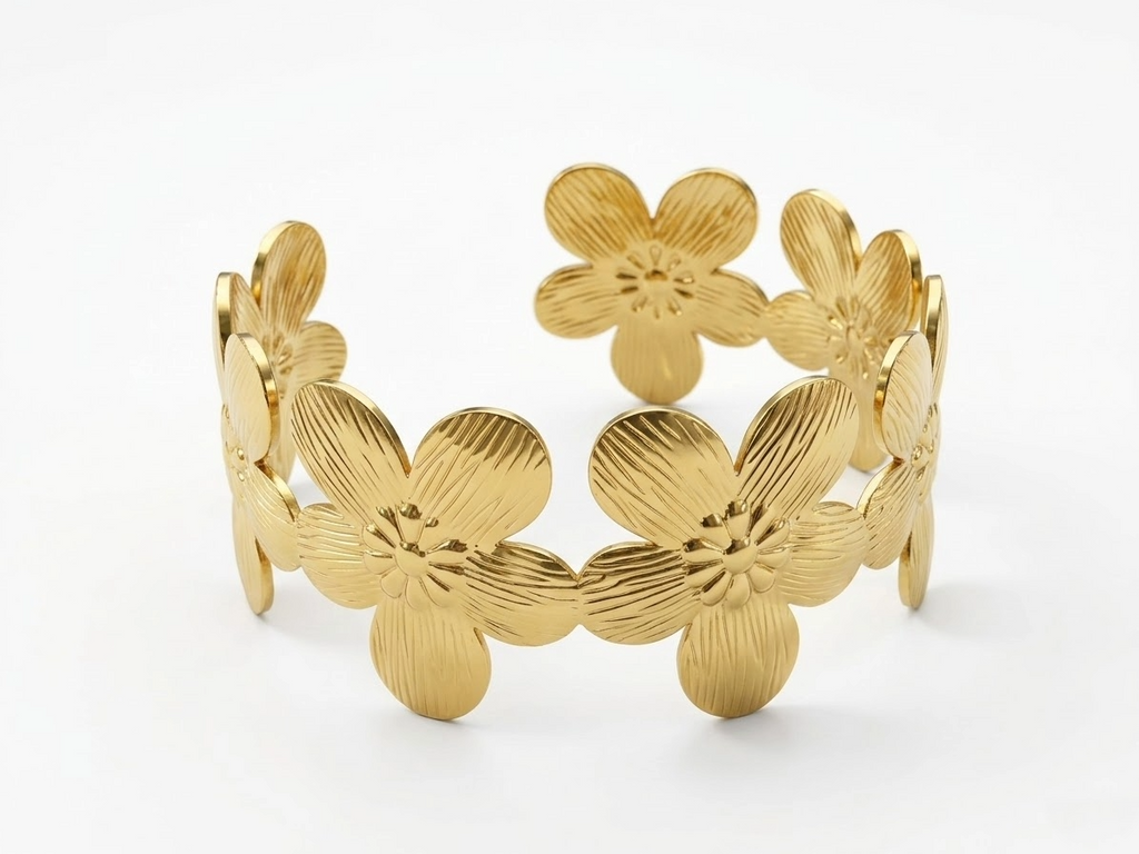 Flower Gold Cuff Bracelet