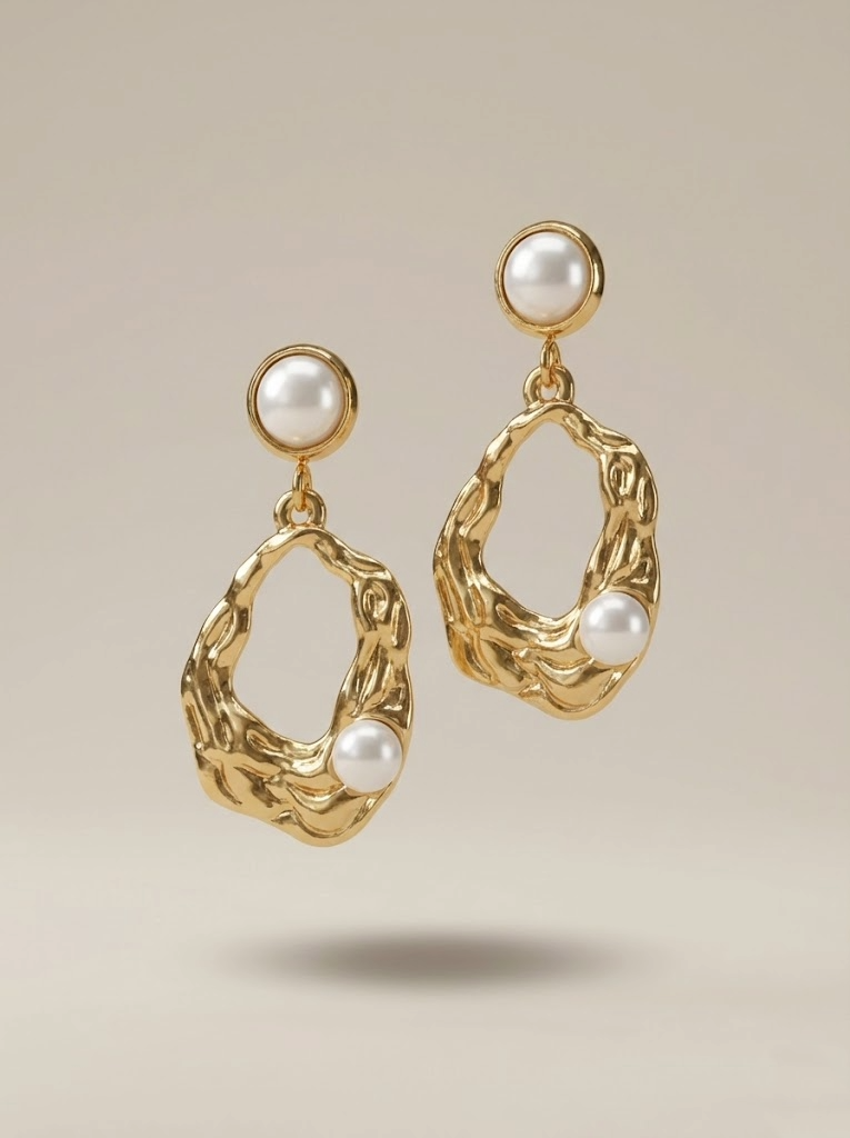 Aurora Pearl Textured Drop Earrings