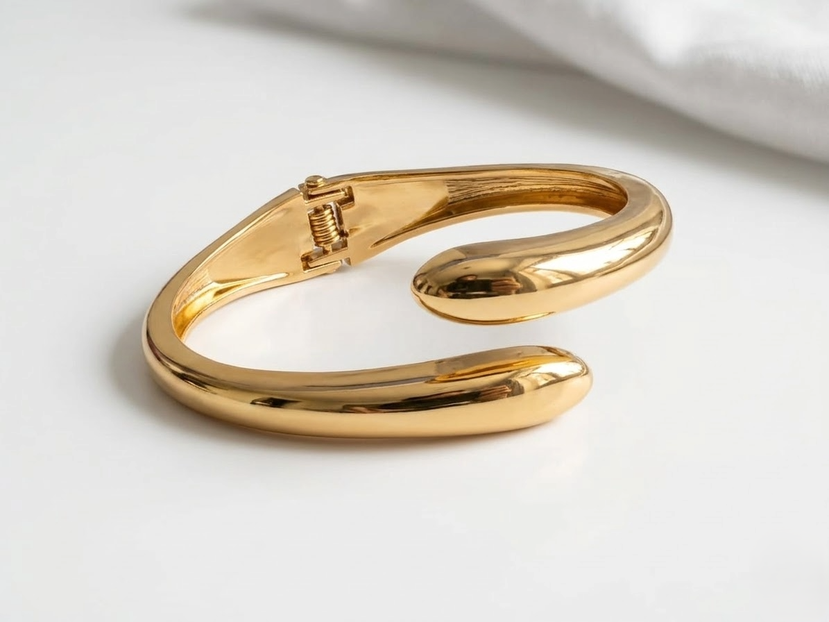 Twin Drop Gold Kada Bracelet