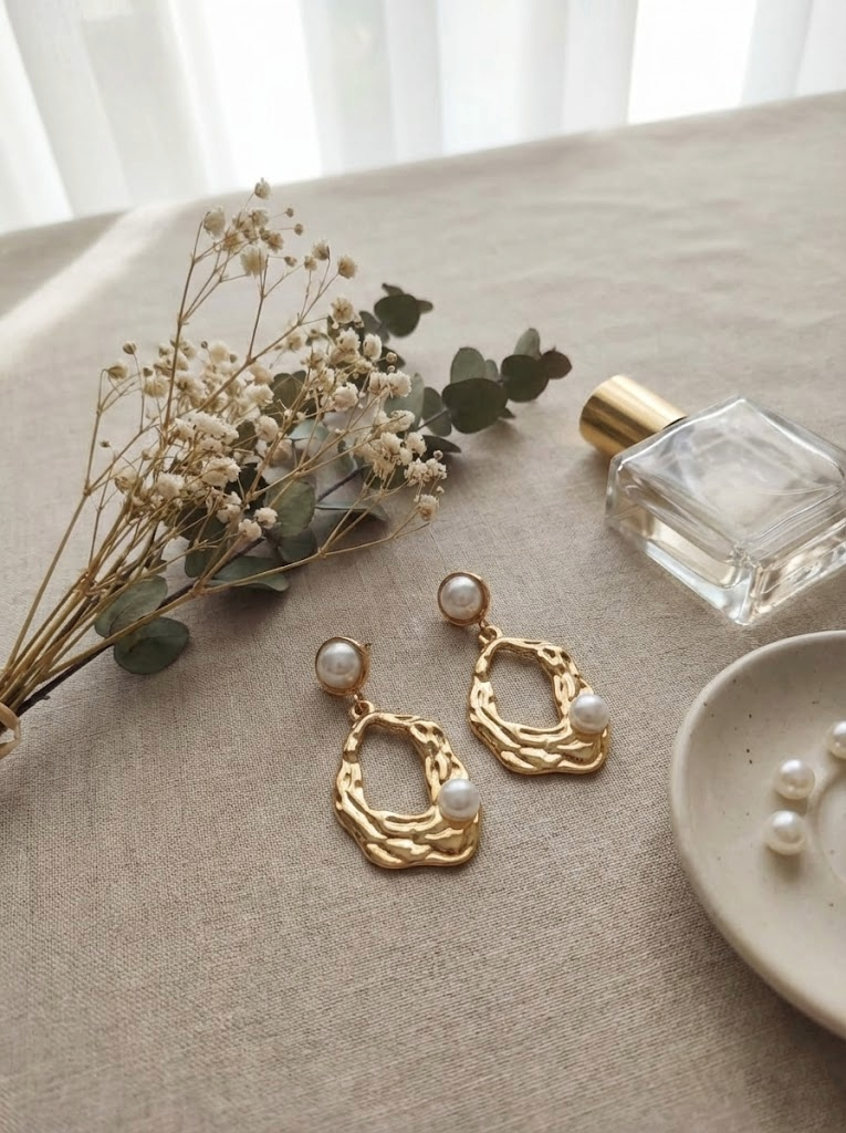 Aurora Pearl Textured Drop Earrings