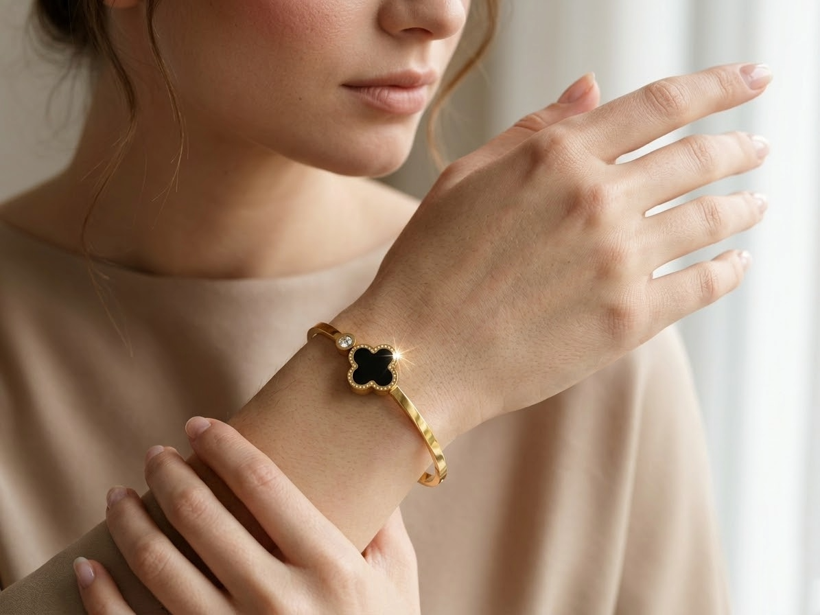 Black Clover Bangle Bracelet