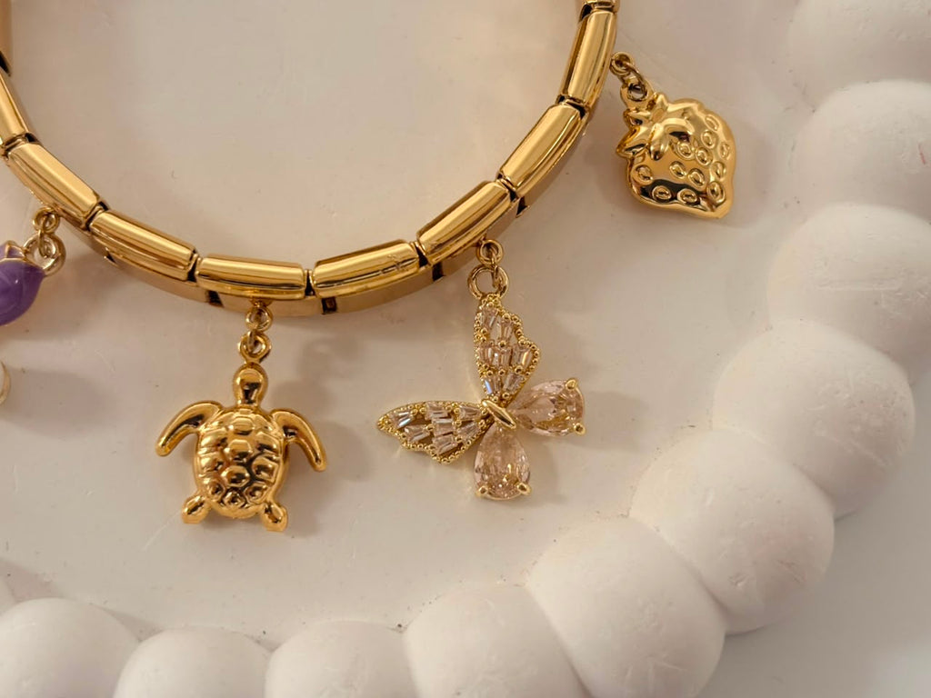 Multi-Charm Stainless Steel Expandable Bracelet