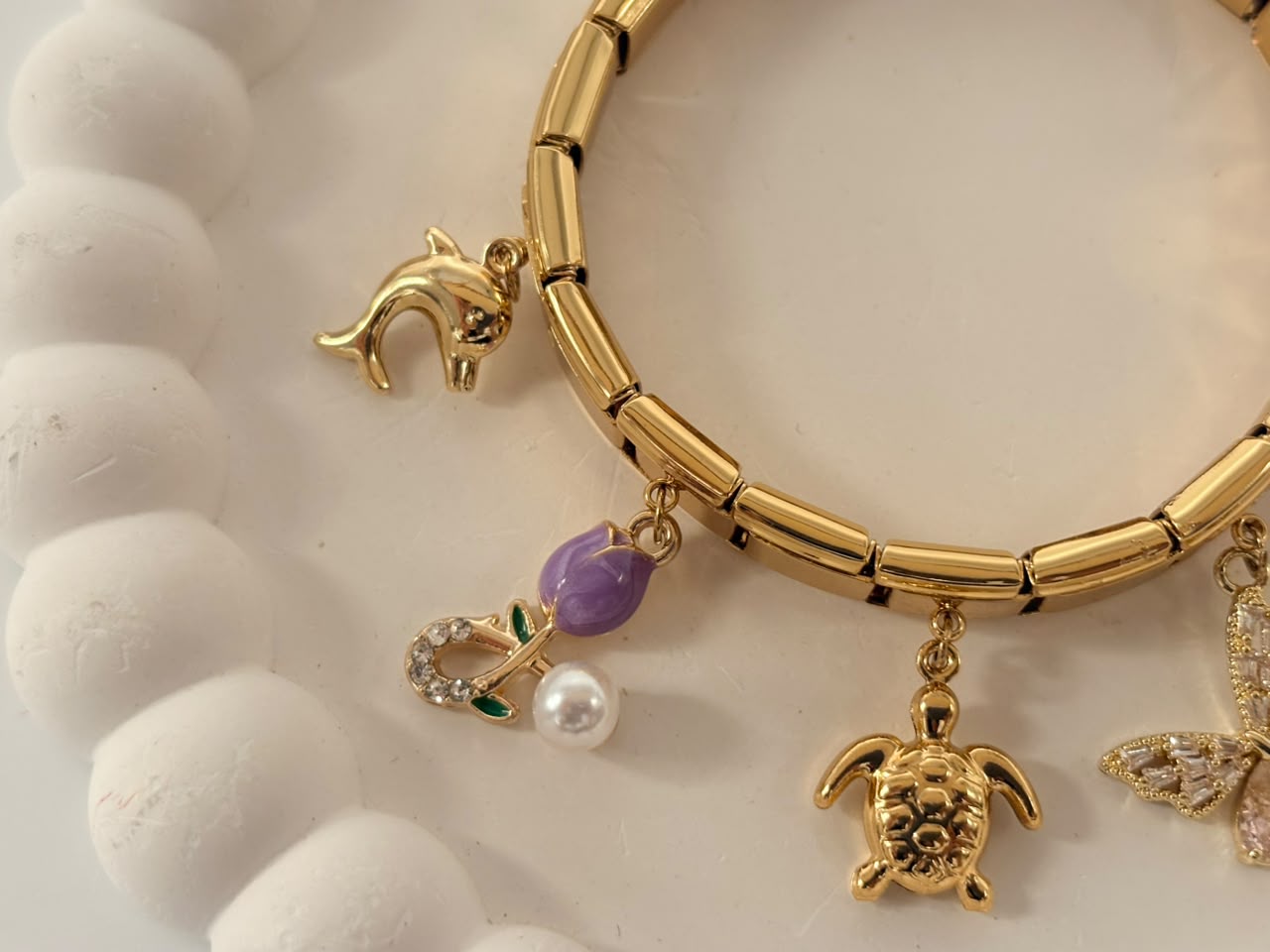 Multi-Charm Stainless Steel Expandable Bracelet