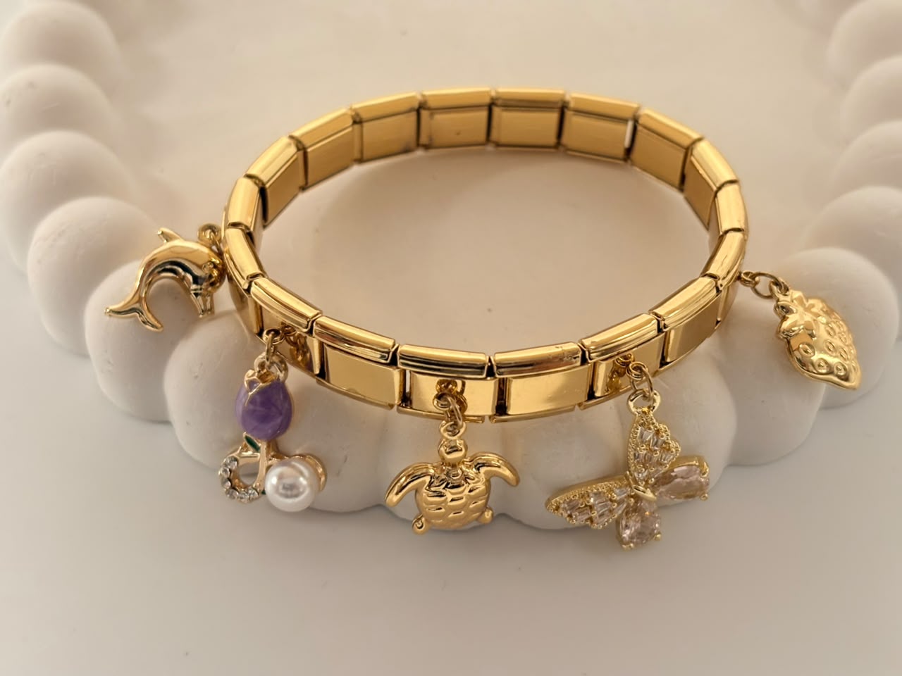 Multi-Charm Stainless Steel Expandable Bracelet