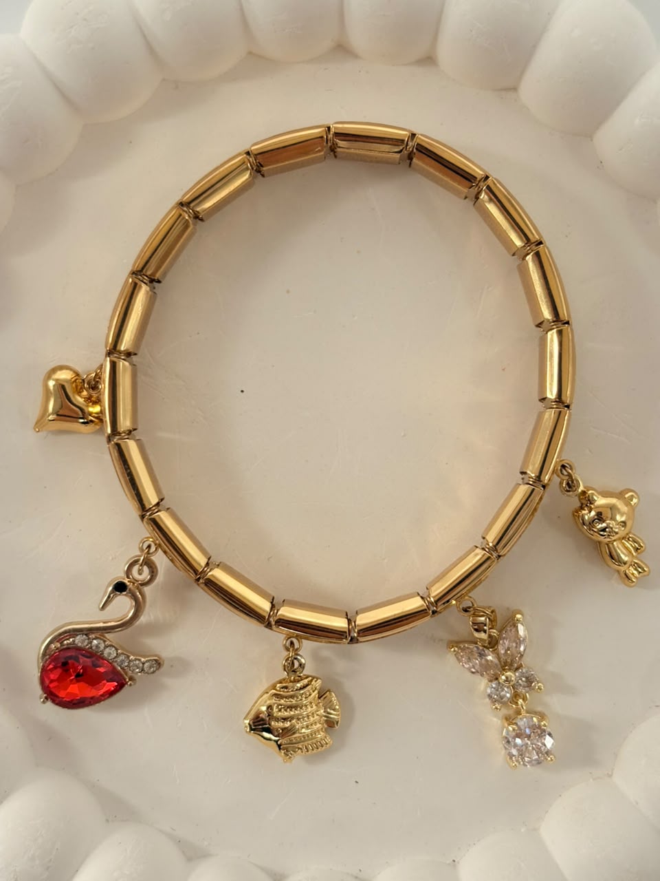 Multi-Charm Stainless Steel Expandable Bracelet