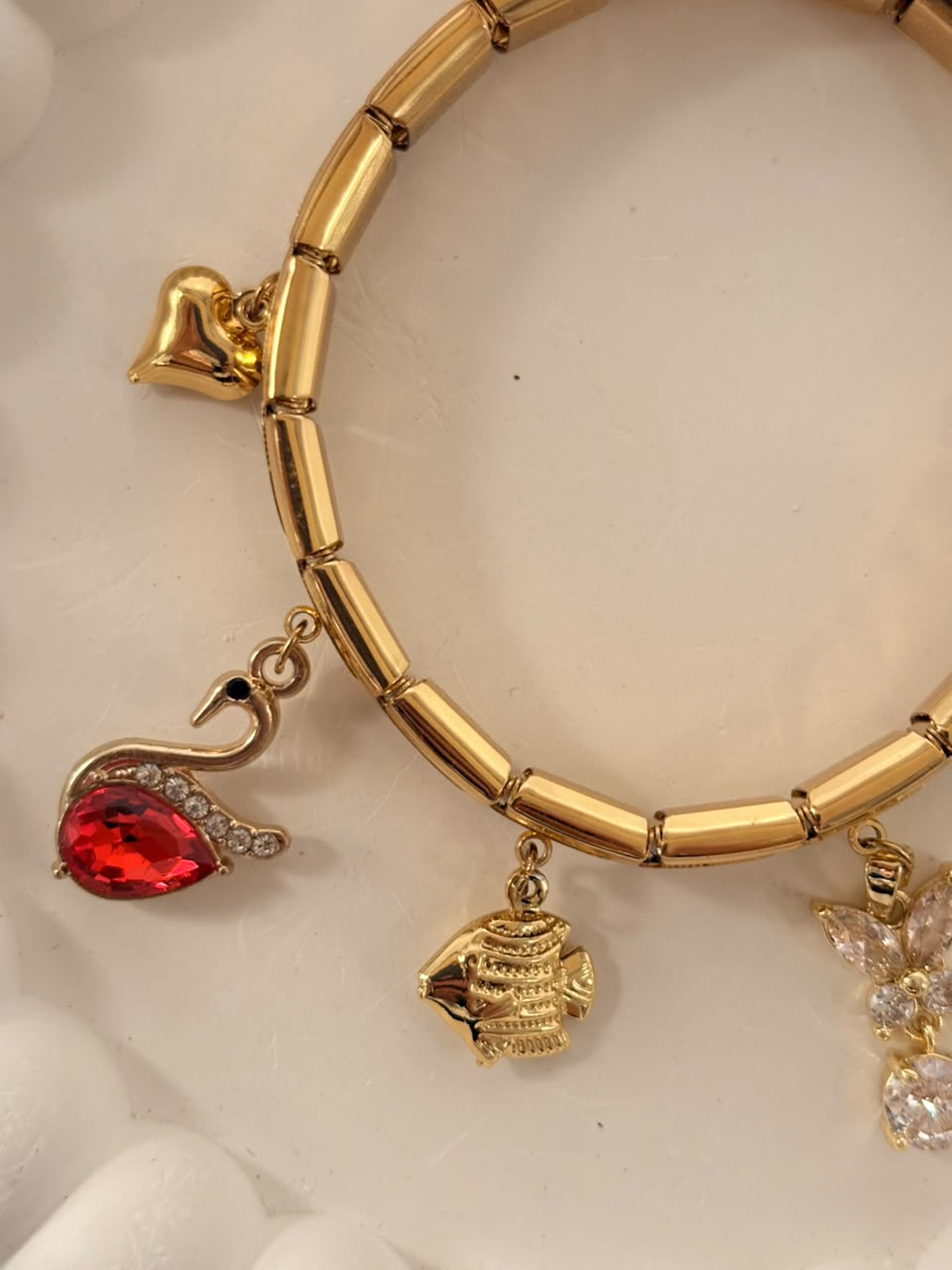 Multi-Charm Stainless Steel Expandable Bracelet